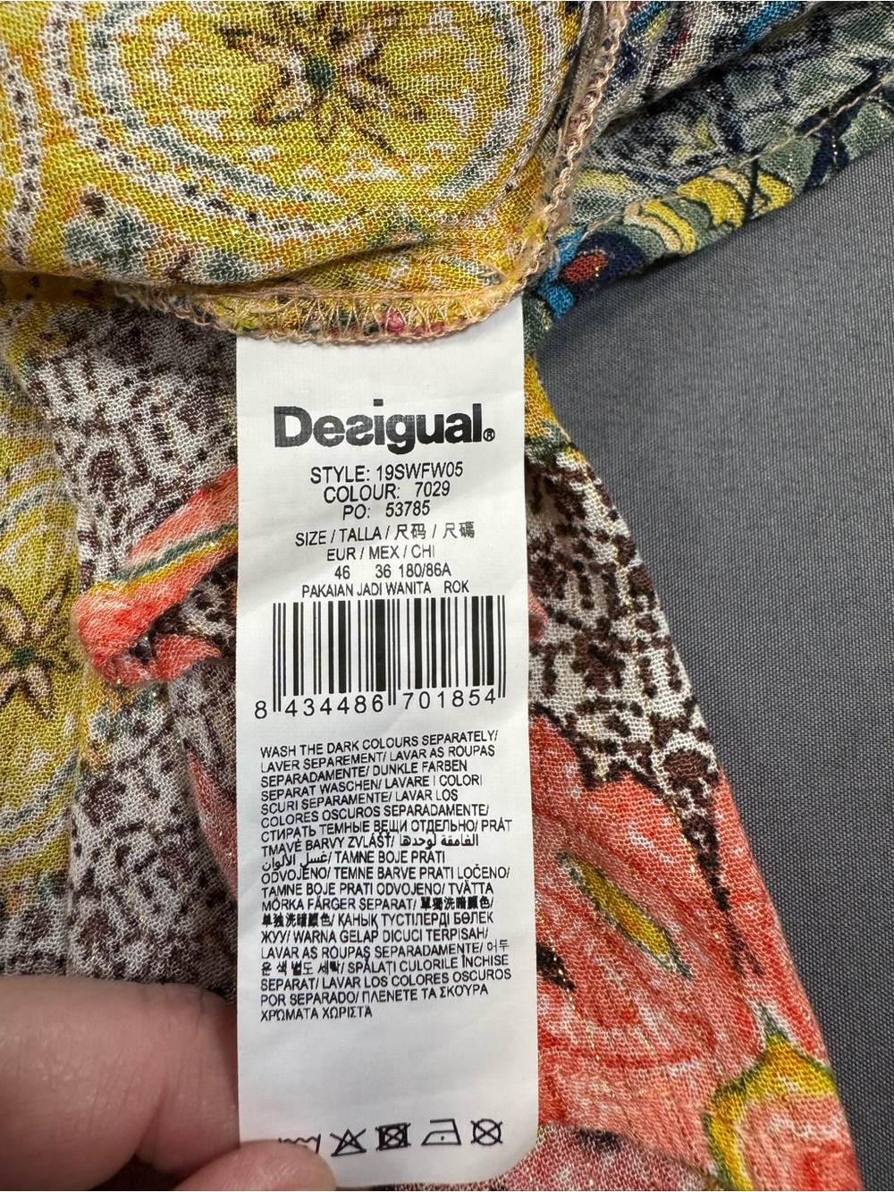 Desigual Vibrant Patchwork Maxi Skirt in Yellow, Pink, Blue & Green - Picture 4 of 7